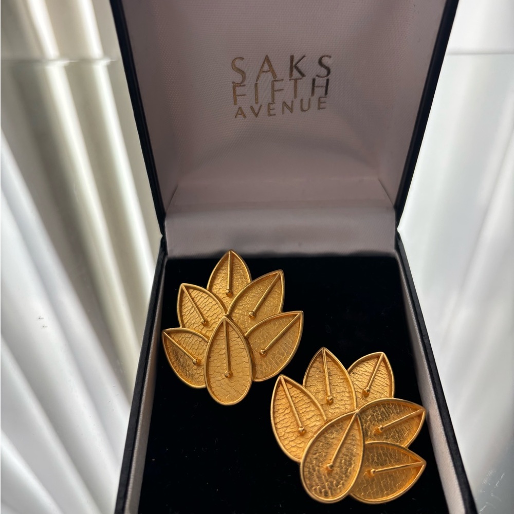 KARL LAGERFELD Vintage Gold Leaf Earrings